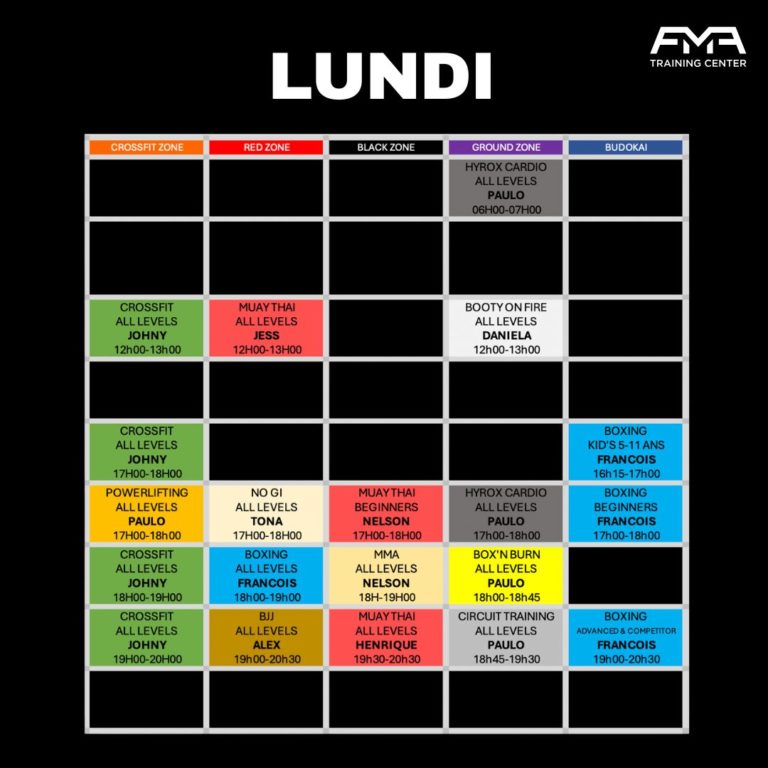 planning FMA du lundi