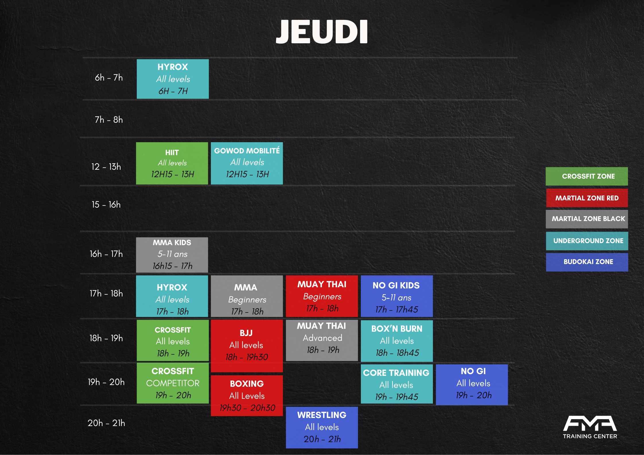 planning jeudi FMA